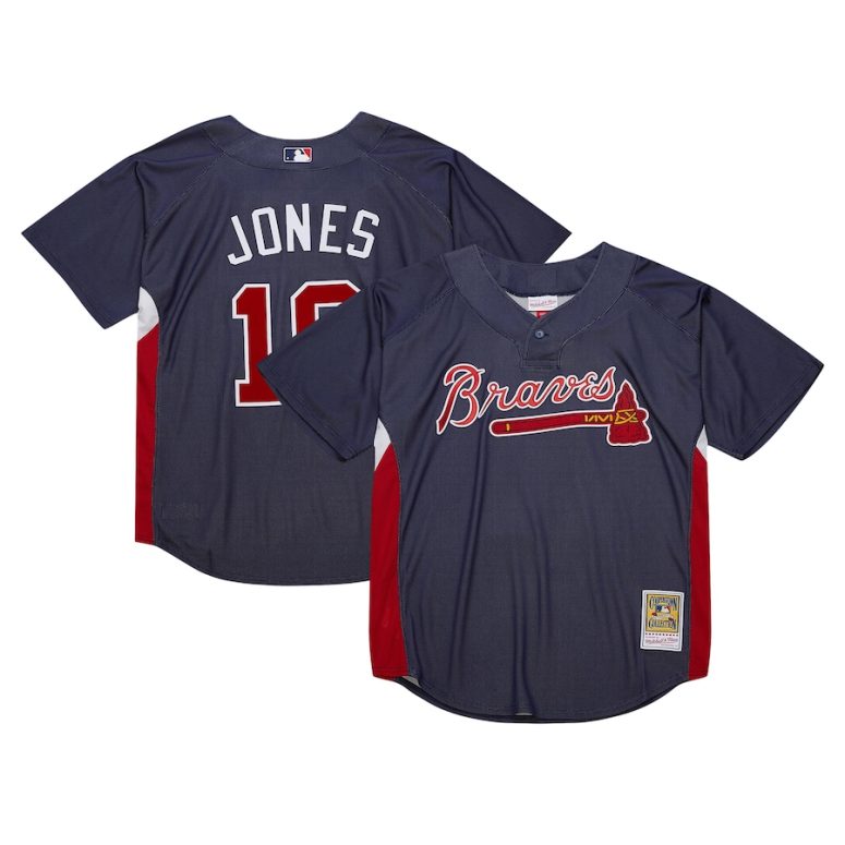 Men's Atlanta Braves Chipper Jones Mitchell & Ness Navy Cooperstown Collection 2007 Batting Practice Jersey