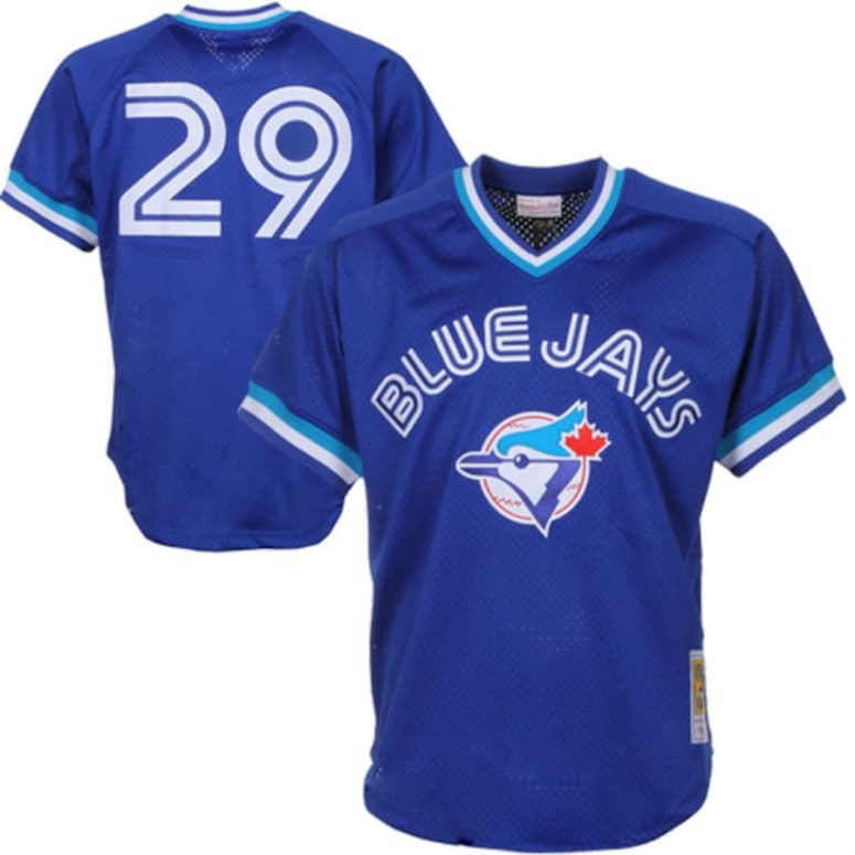 Men's Toronto Blue Jays Joe Carter Mitchell & Ness Royal 1993 Authentic Cooperstown Collection Mesh Batting Practice Jersey