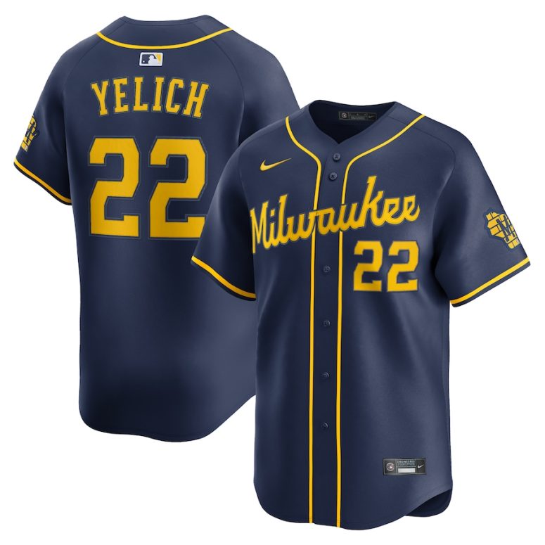 Men's Milwaukee Brewers Christian Yelich Nike Navy Alternate Limited Jersey
