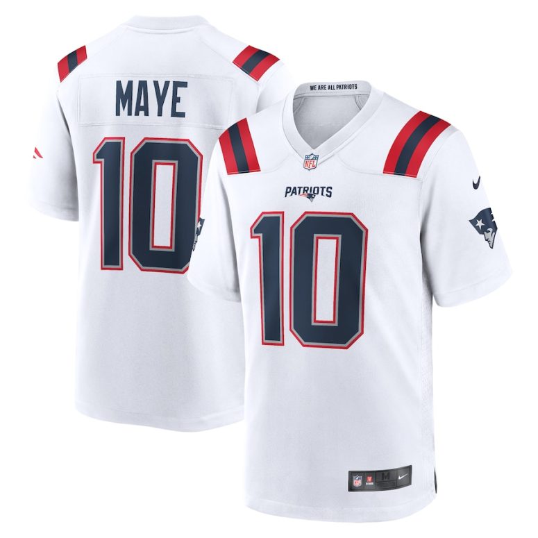 Men's New England Patriots Drake Maye Nike White  Player Game Jersey