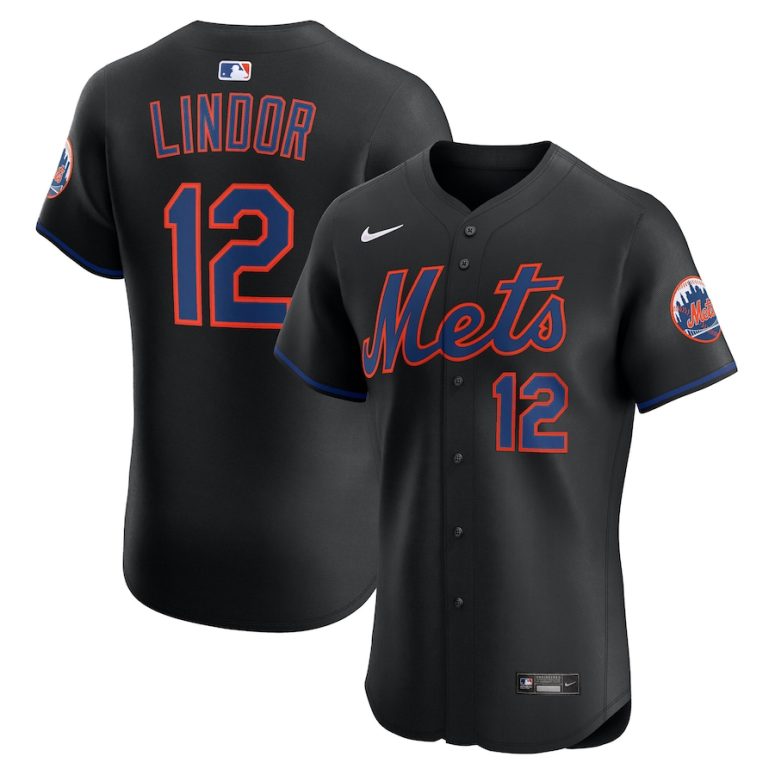 Men's New York Mets Francisco Lindor Nike Black Alternate Elite Jersey