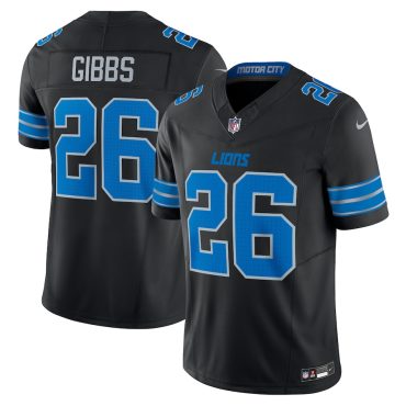 Men's Detroit Lions Jahmyr Gibbs Nike Black 2nd Alternate Vapor F.U.S.E. Limited Jersey