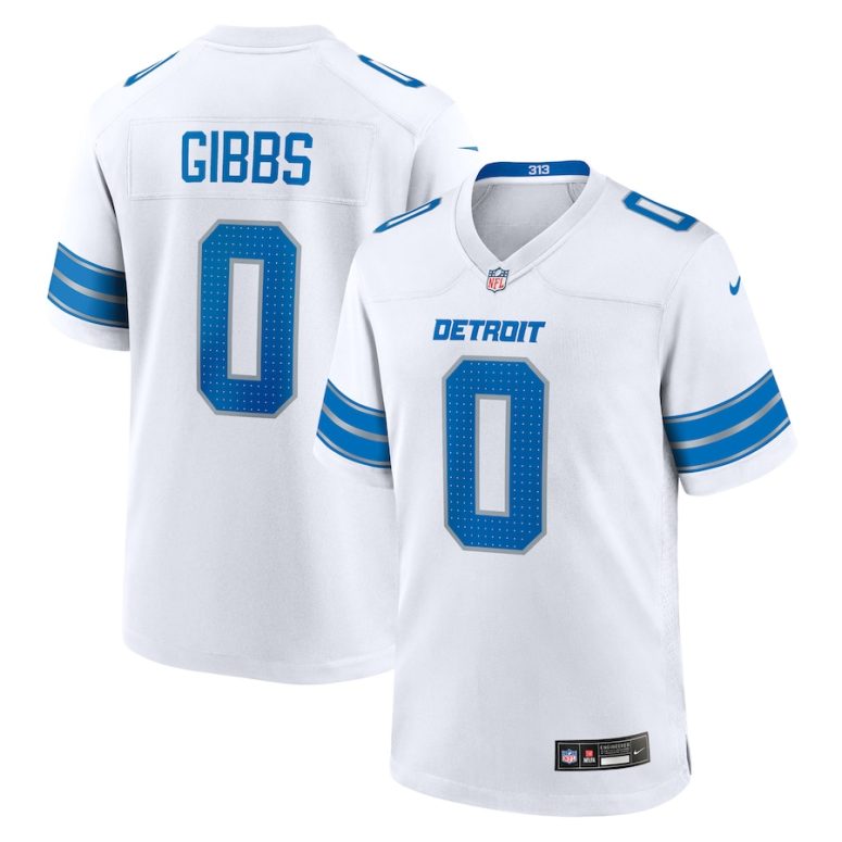 Men's Detroit Lions Jahmyr Gibbs Nike White Game Player Jersey