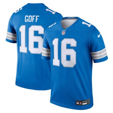 Men's Detroit Lions Jared Goff Nike Blue Team Legend Player Performance Top
