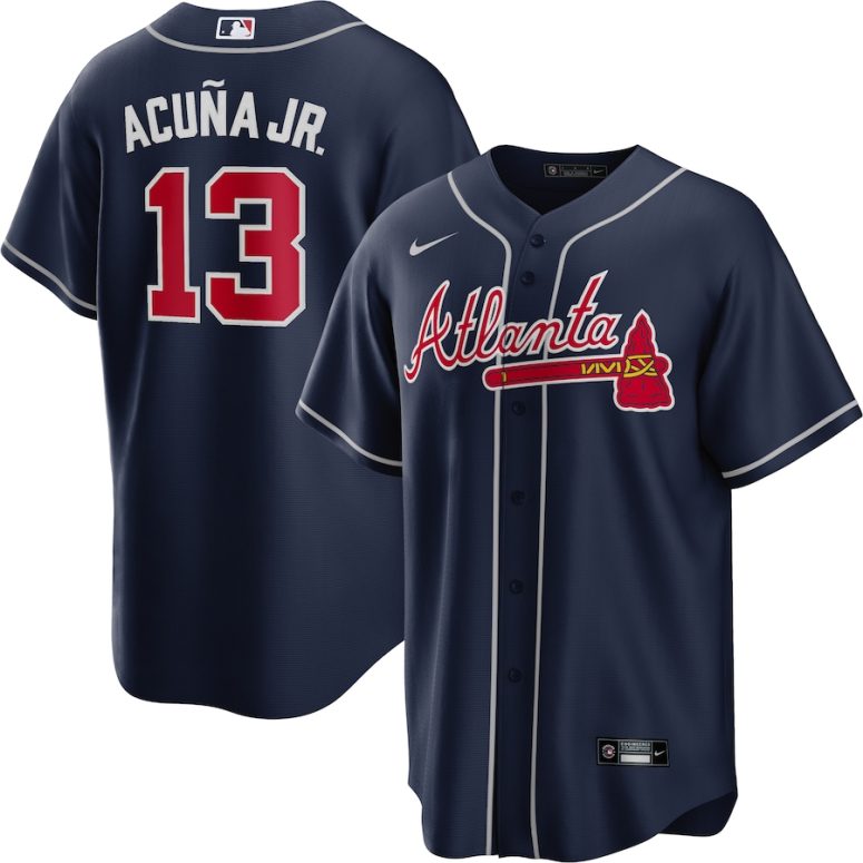 Men's Atlanta Braves Ronald Acuña Jr. Nike Navy Big & Tall Alternate Replica Player Jersey