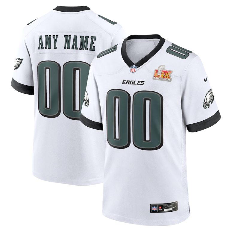 Men's Philadelphia Eagles  Nike White Super Bowl LIX Custom Game Jersey