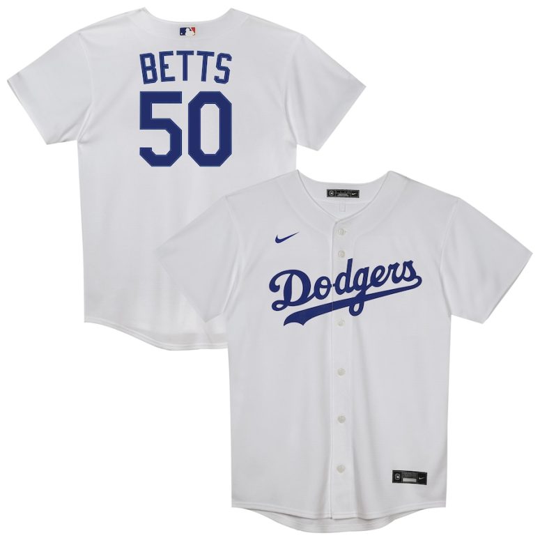 Preschool Los Angeles Dodgers Mookie Betts Nike White Home Replica 2.0 Player Jersey