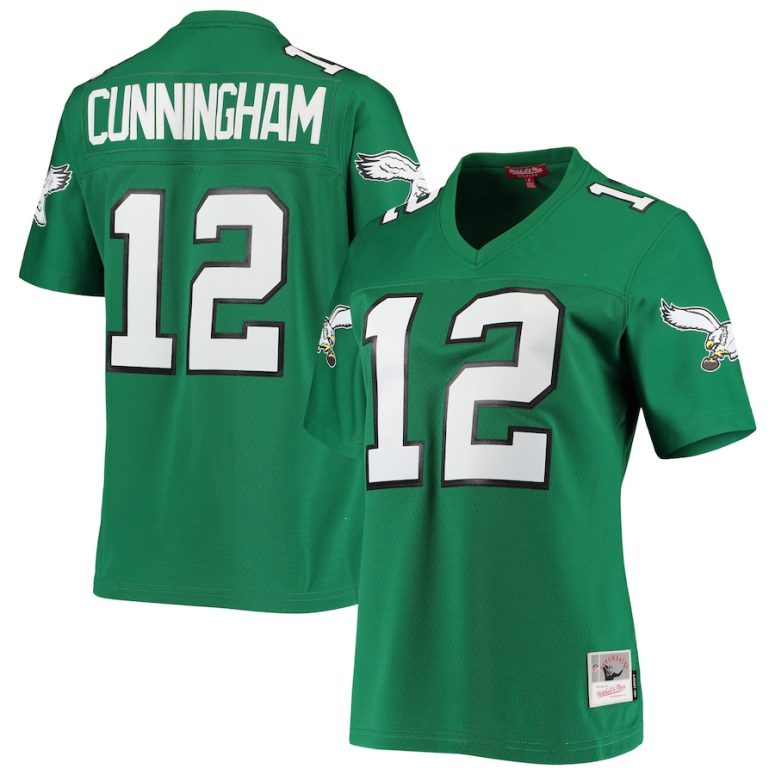 Women's Philadelphia Eagles Randall Cunningham Mitchell & Ness Kelly Green 1990 Legacy Replica Jersey