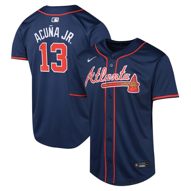 Youth Atlanta Braves Ronald Acuña Jr. Nike Navy Alternate Limited Player Jersey